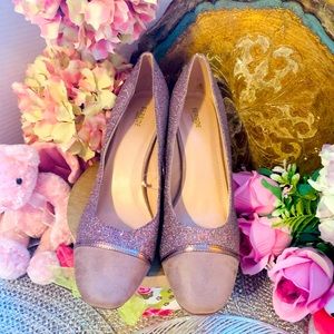 Seaside woman Glitter Suede & metallic block heel